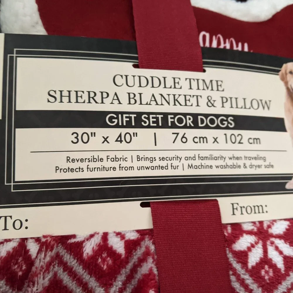 Bow Wow Pet Cuddle Time Sherpa Blanket & Pillow Set